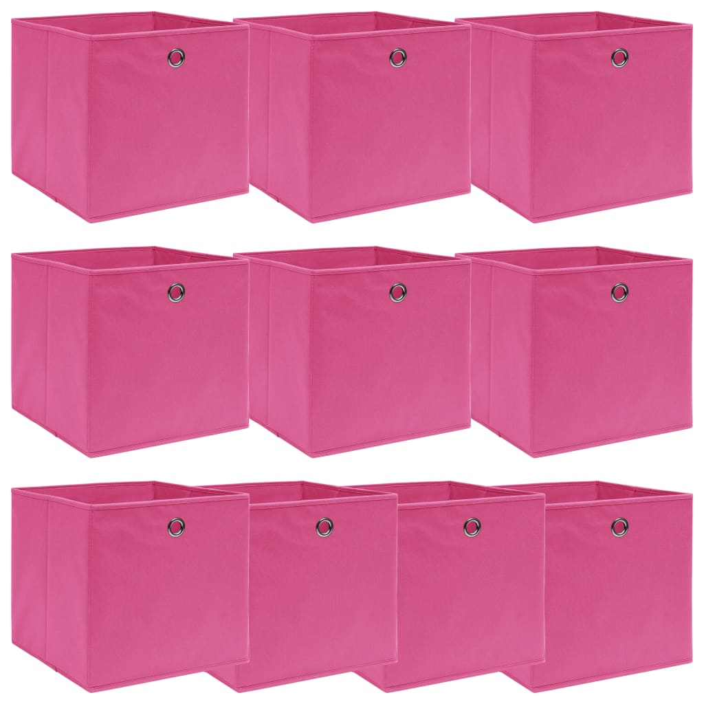 opbevaringskasser 10 stk. 32x32x32 stof pink