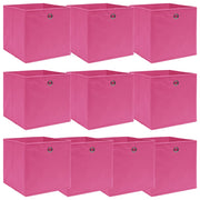opbevaringskasser 10 stk. 32x32x32 stof pink
