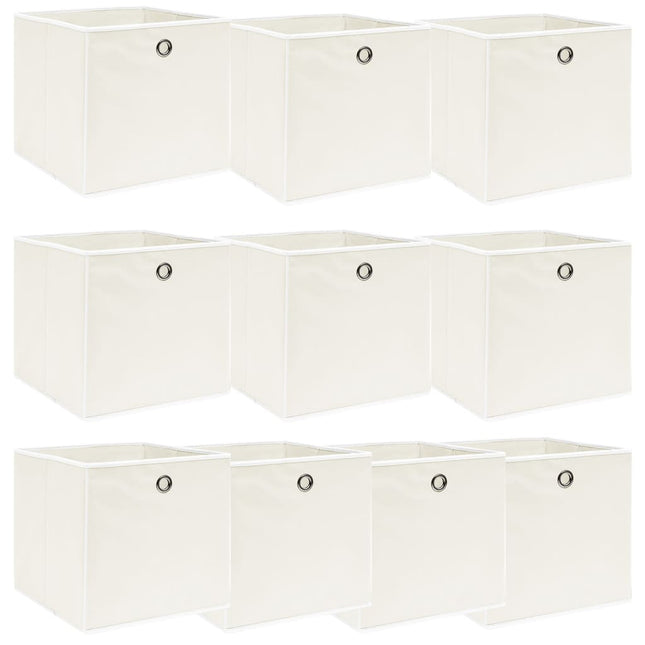 opbevaringskasser 10 stk. 32x32x32 stof hvid