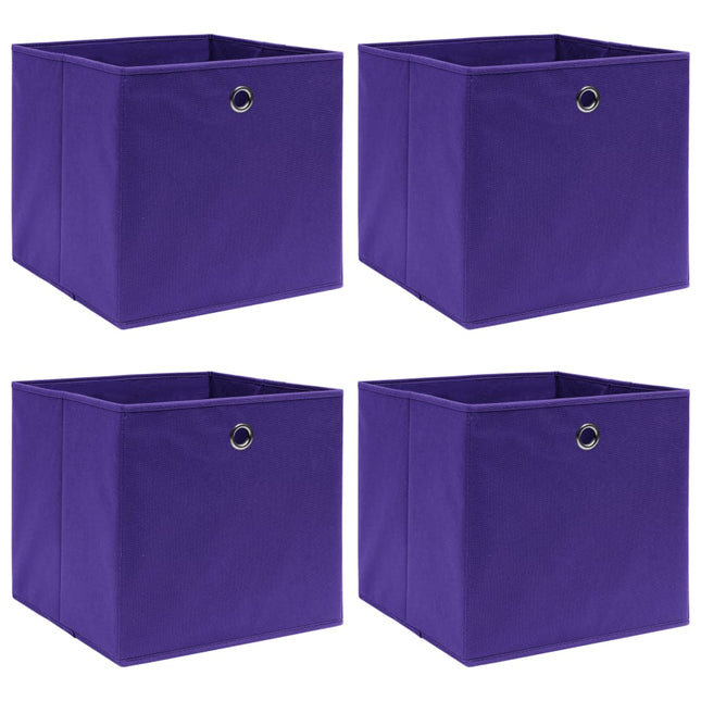 opbevaringskasser 4 stk. 32x32x32 stof lilla