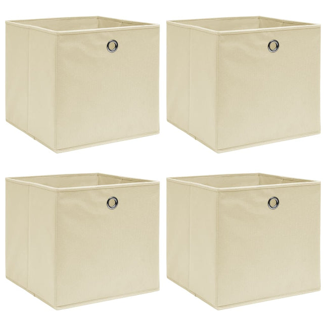 opbevaringskasser 4 stk. 32x32x32 stof cremefarvet