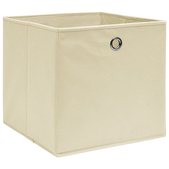 opbevaringskasser 10 stk. 32x32x32 stof cremefarvet