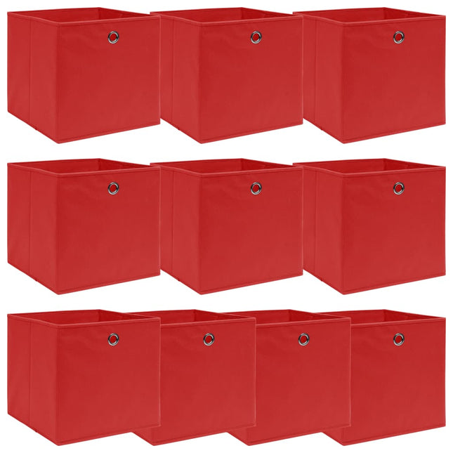 opbevaringskasser 10 stk. 32x32x32 stof rød