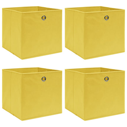 opbevaringskasser 4 stk. 32x32x32 stof gul