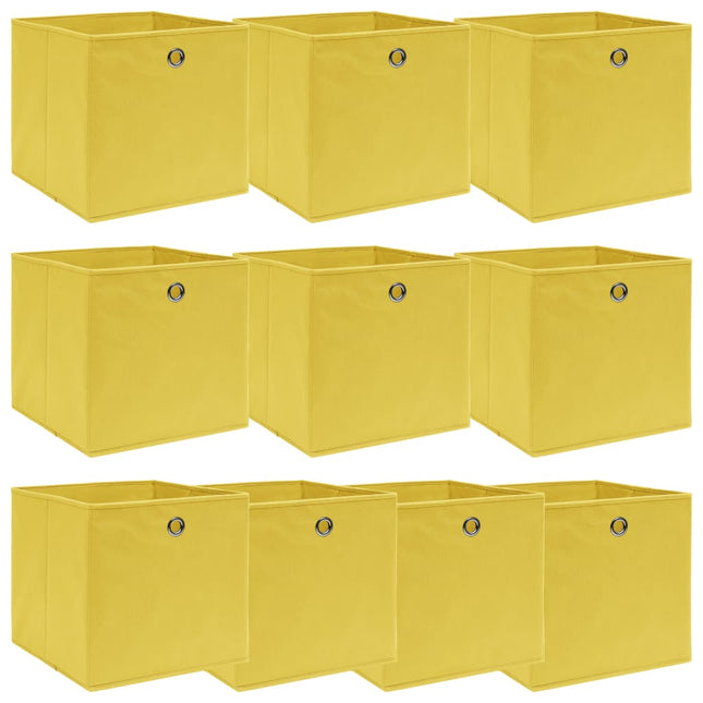 opbevaringskasser 10 stk. 32x32x32 stof gul