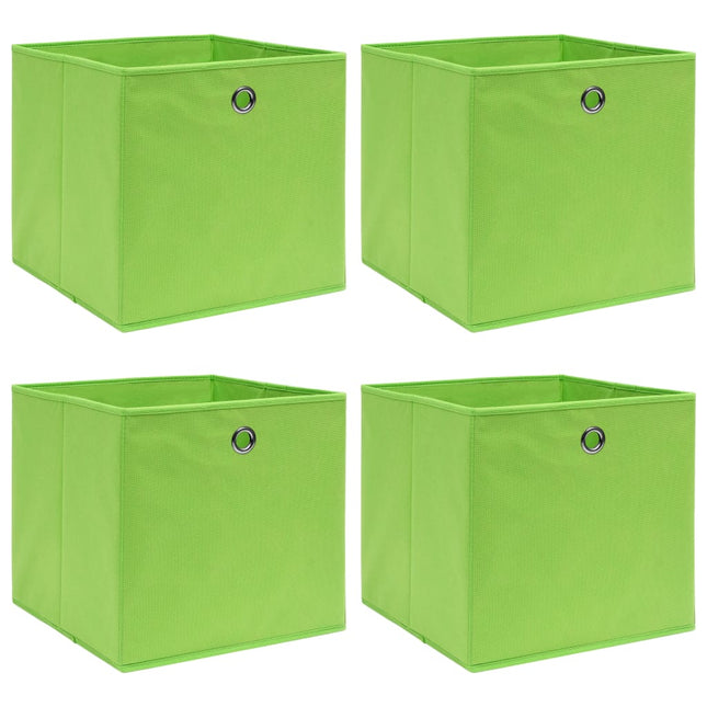 opbevaringskasser 4 stk. 32x32x32 stof grøn
