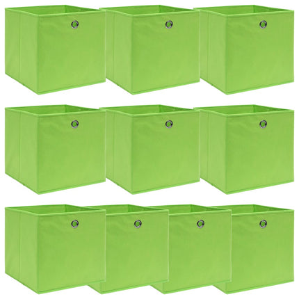 opbevaringskasser 10 stk. 32x32x32 stof grøn