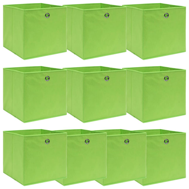 opbevaringskasser 10 stk. 32x32x32 stof grøn