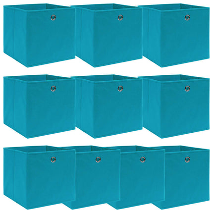 opbevaringskasser 10 stk. 32x32x32 stof babyblå