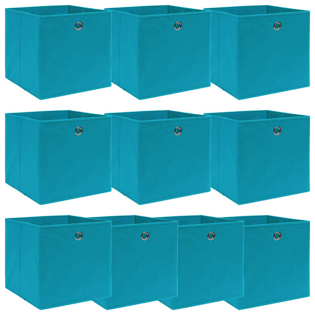 opbevaringskasser 10 stk. 32x32x32 stof babyblå