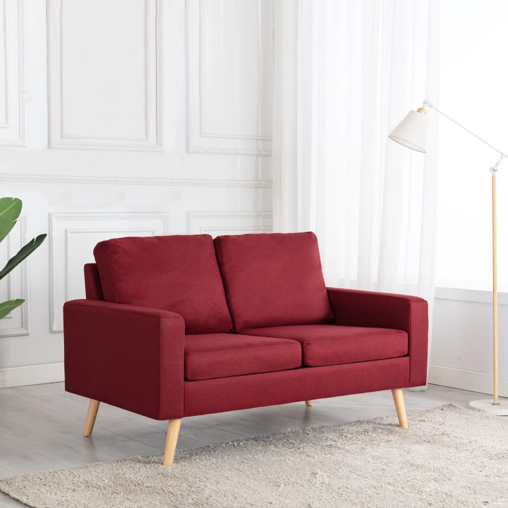 2-personers sofa stof vinrød billede