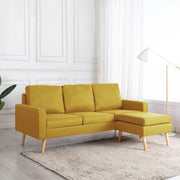 3-personers sofa med fodskammel stof gul
