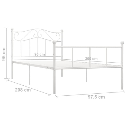sengestel 90x200 cm metal hvid