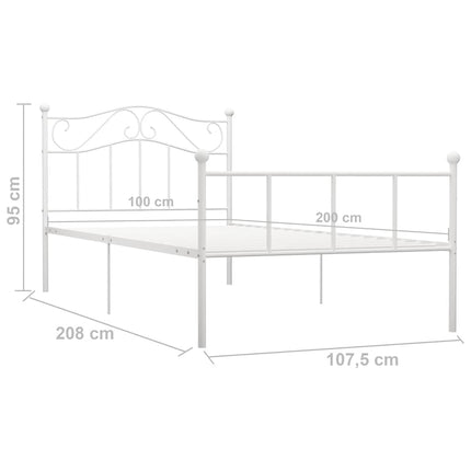 sengestel 100x200 cm metal hvid