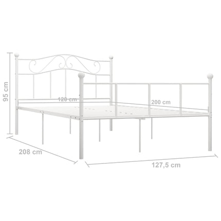 sengestel 120x200 cm metal hvid