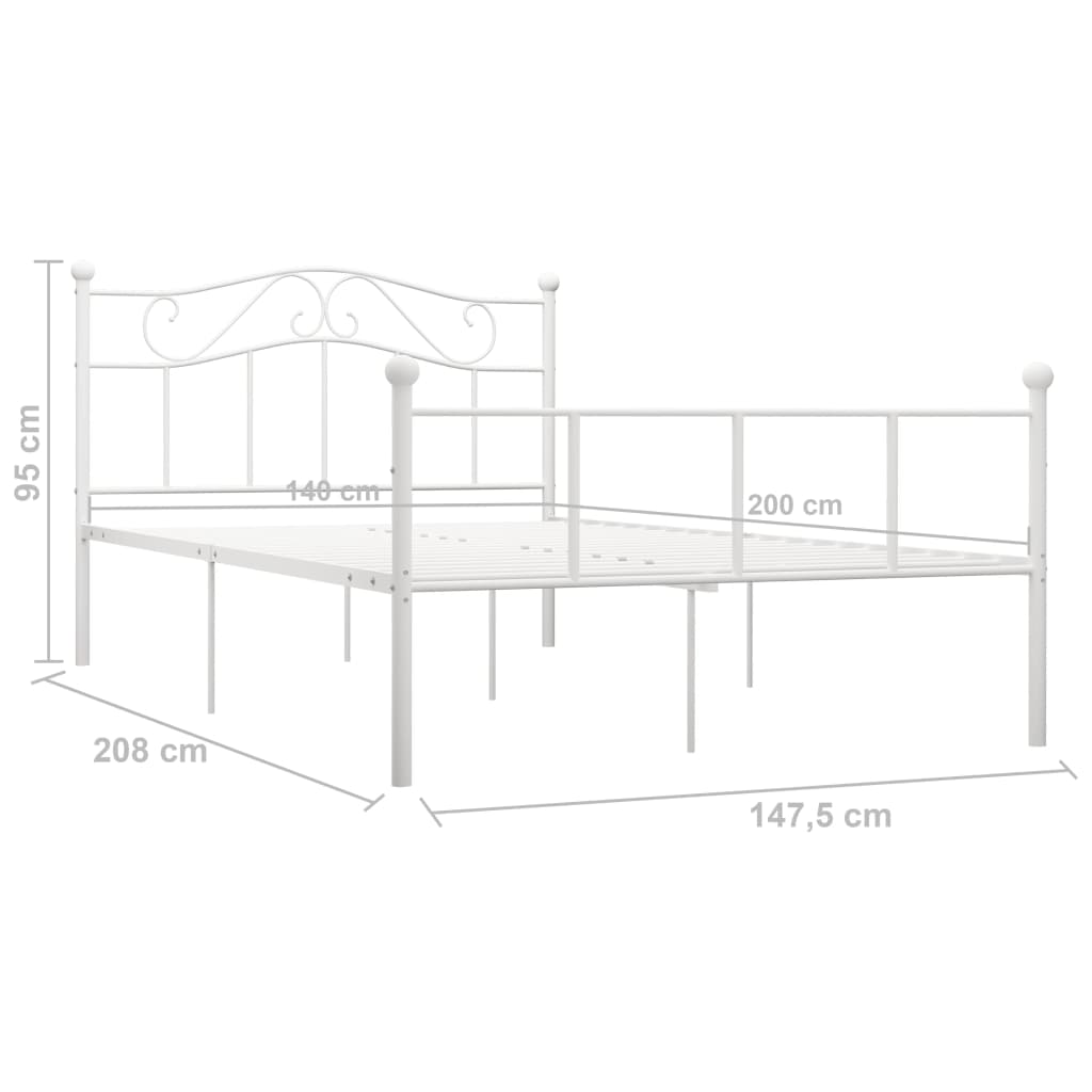 sengestel 140x200 cm metal hvid