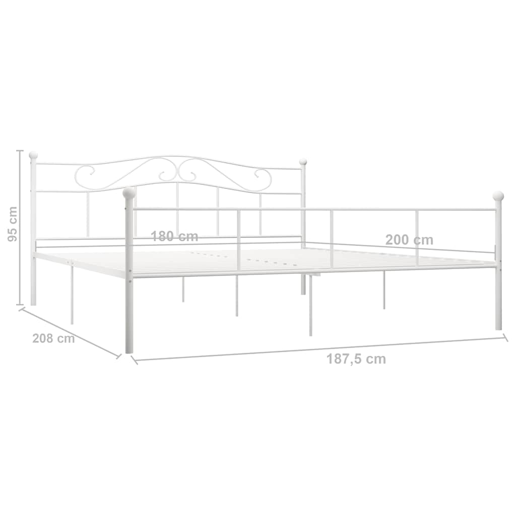 sengestel 180x200 cm metal hvid