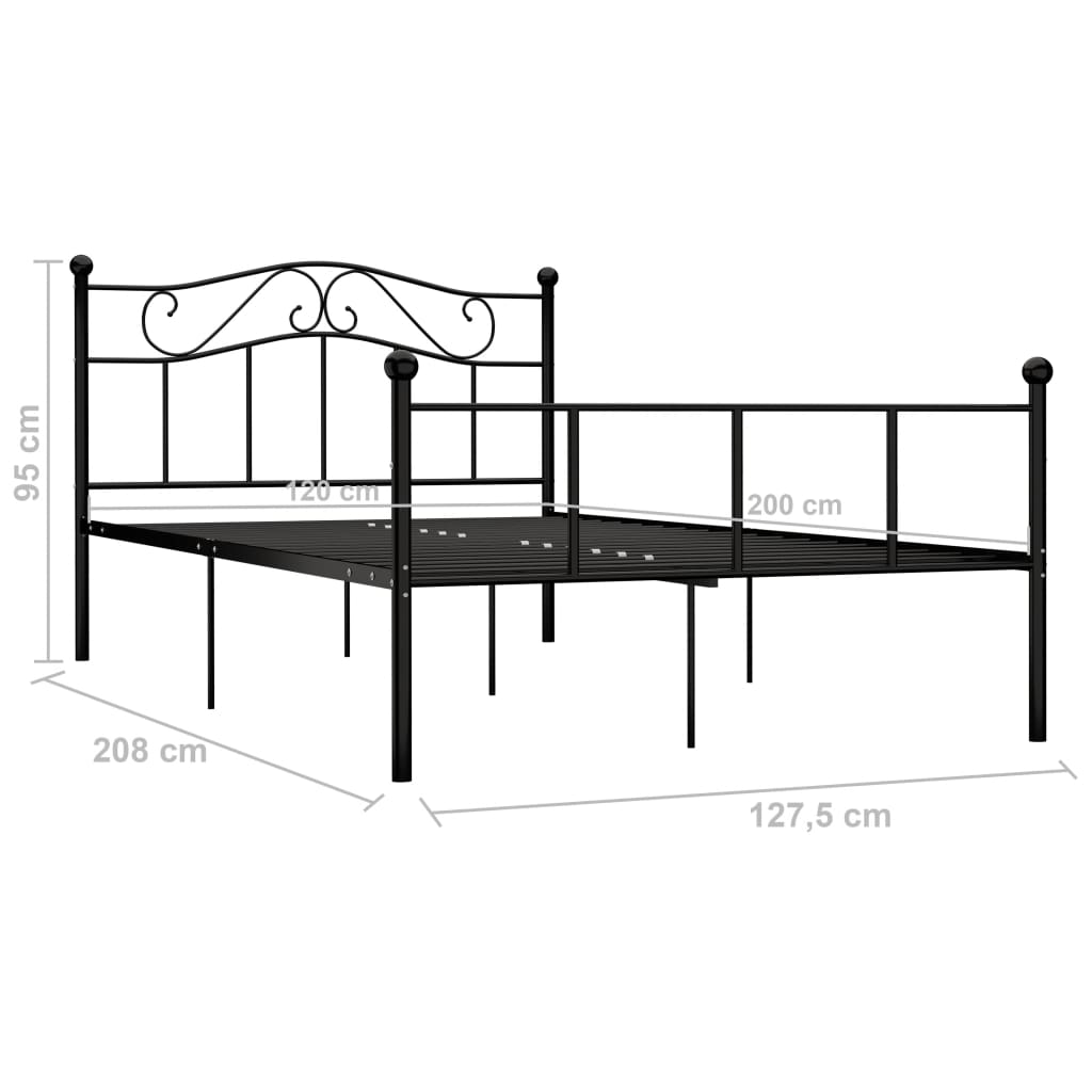 sengestel 120x200 cm metal sort