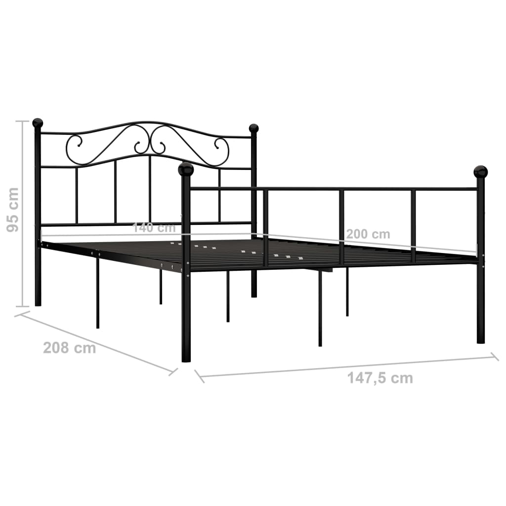 sengestel 140x200 cm metal sort
