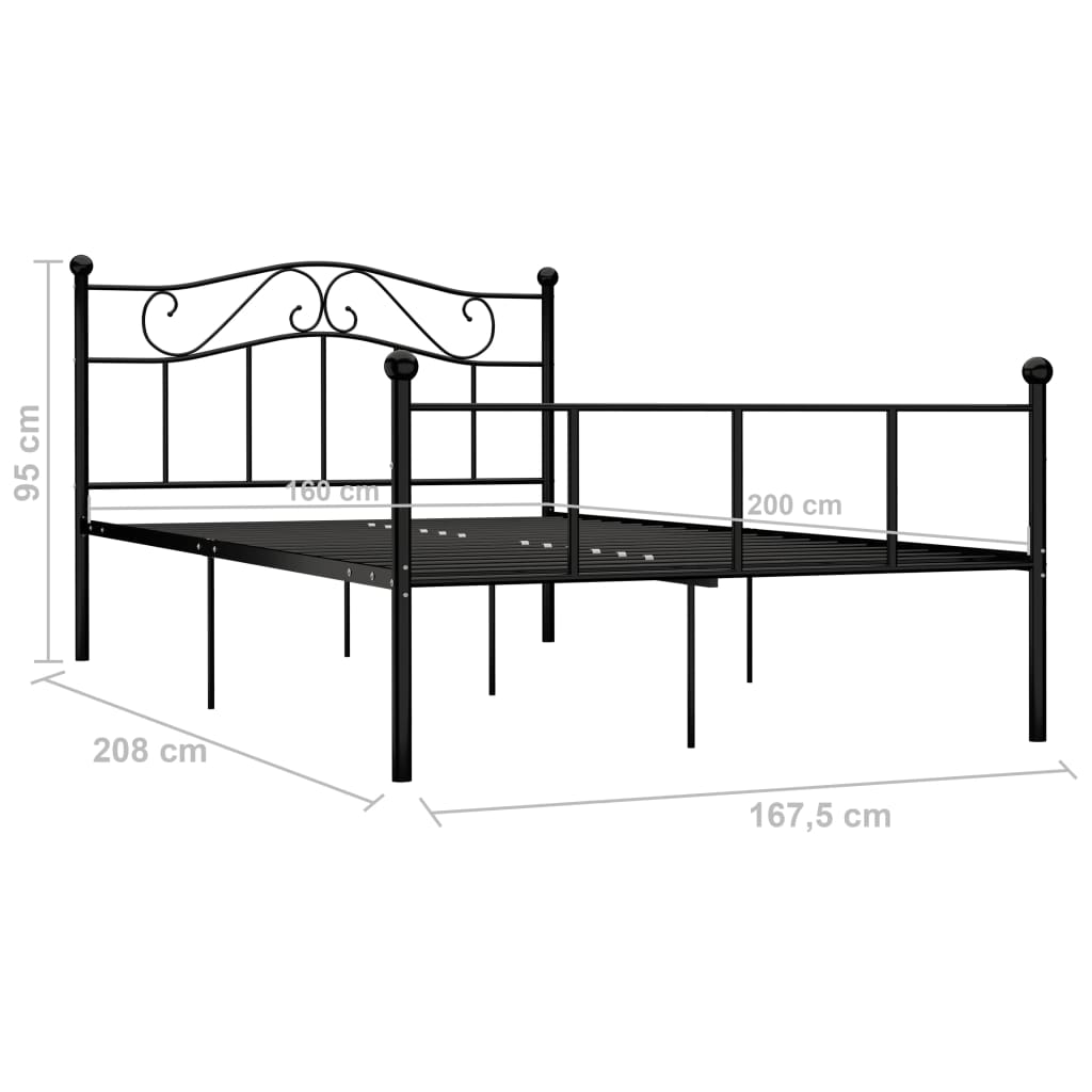 sengestel 160x200 cm metal sort