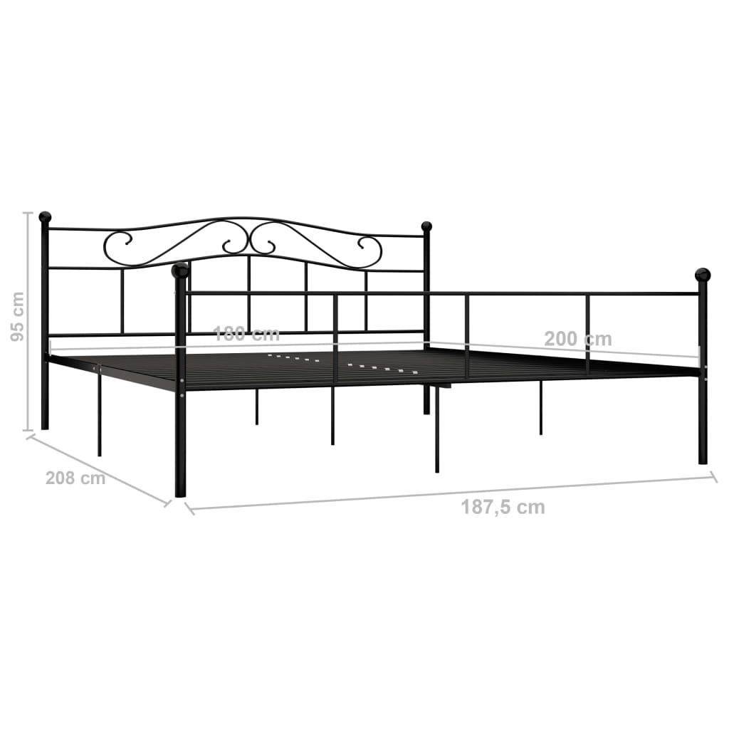 sengestel 180x200 cm metal sort