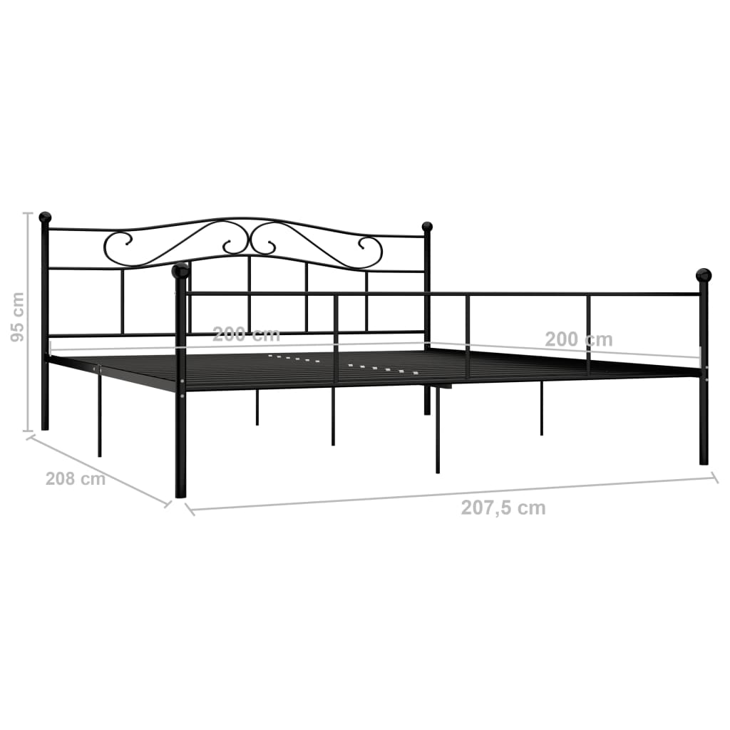 sengestel 200x200 cm metal sort