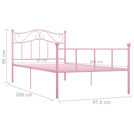sengestel 90x200 cm metal pink