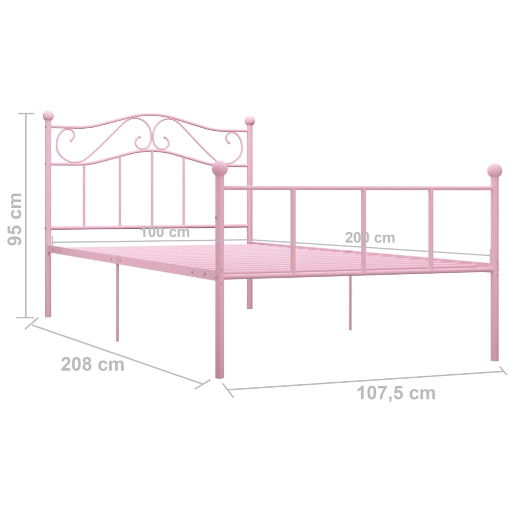 sengestel 100x200 cm metal pink