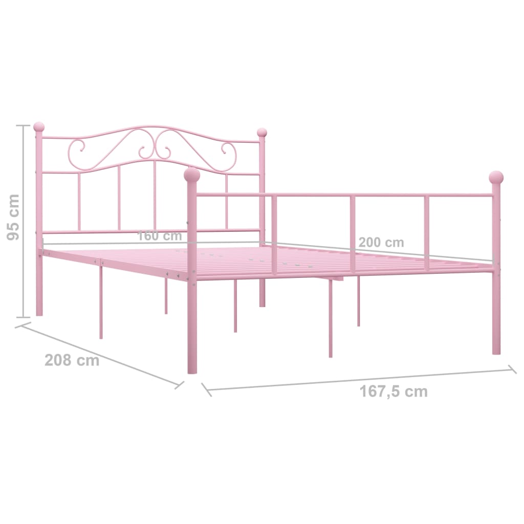 sengestel 160x200 cm metal pink
