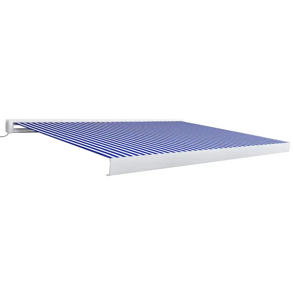 kassettemarkise m. motor 350x250 cm blå og hvid