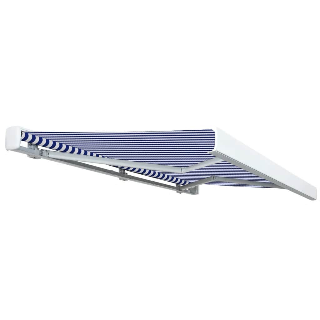kassettemarkise m. motor 350x250 cm blå og hvid