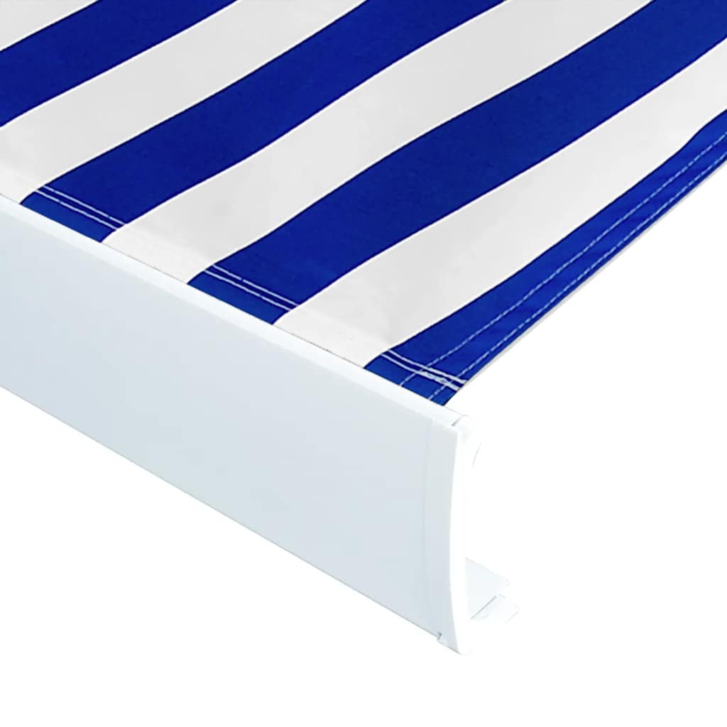 kassettemarkise m. motor 350x250 cm blå og hvid