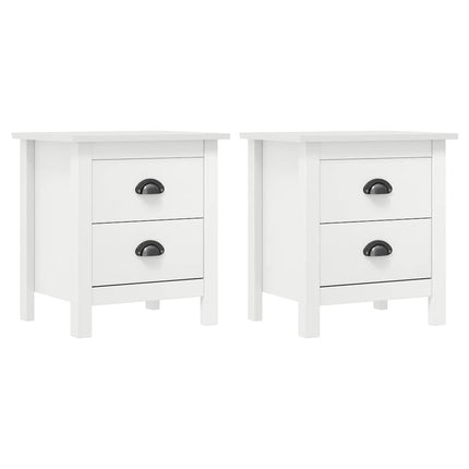 sengebord Hill 2 stk. 46x35x49,5 cm massivt fyrretræ hvid