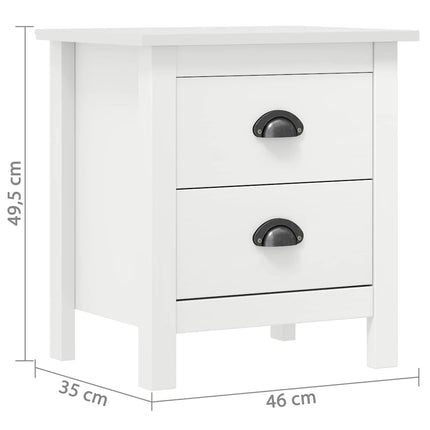 sengebord Hill 2 stk. 46x35x49,5 cm massivt fyrretræ hvid