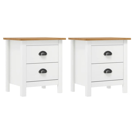 sengebord Hill 2 stk. 46x35x49,5 cm massivt fyrretræ hvid
