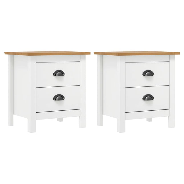 sengebord Hill 2 stk. 46x35x49,5 cm massivt fyrretræ hvid