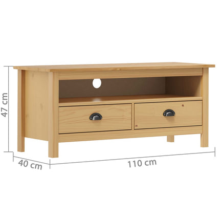 tv-bord Hill 110x40x47 cm massivt fyrretræ honningbrun