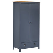 klædeskab med 2 låger Hill 89x50x170 cm massivt fyrretræ grå