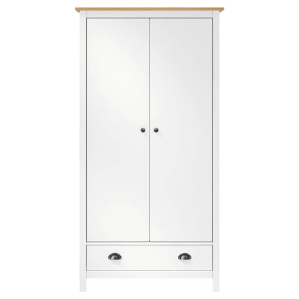 klædeskab med 2 låger Hill 89x50x170 cm massivt fyrretræ hvid