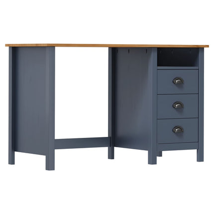 skrivebord Hill med 3 skuffer 120x50x74 cm massivt fyrretræ grå