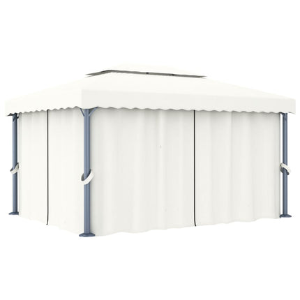 pavillon med gardin 4x3 m aluminium cremefarvet