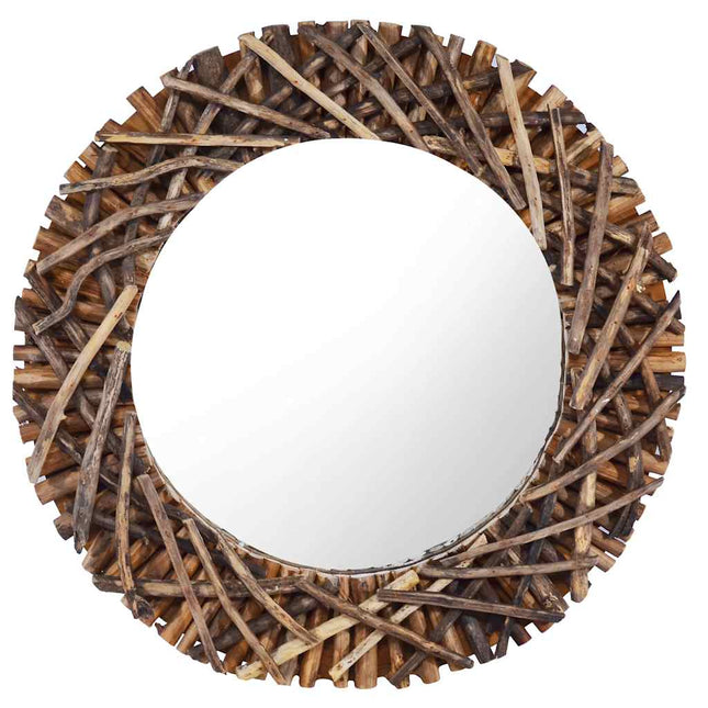 vægspejl 60 cm teak rund