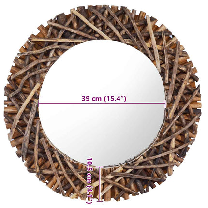 vægspejl 60 cm teak rund