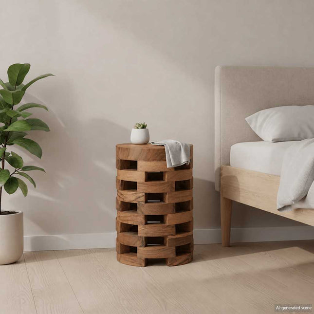 sengebord 30x30x45 cm massivt teaktræ