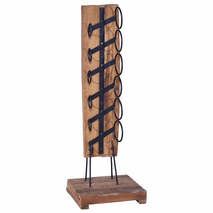 vinreol til 6 flasker 35x35x100 cm massivt teaktræ