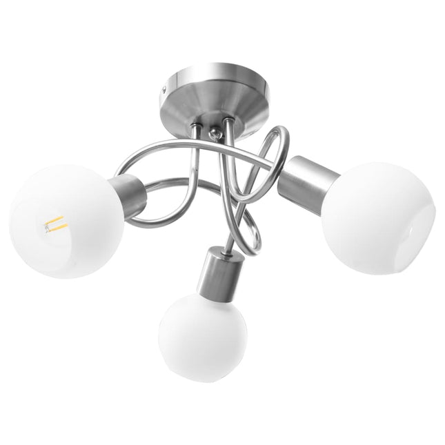 loftlampe med keramiske lampeskærme til 3 E14-pærer hvid