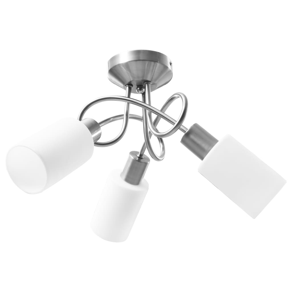loftlampe med keramiske lampeskærme til 3 E14-pærer hvid