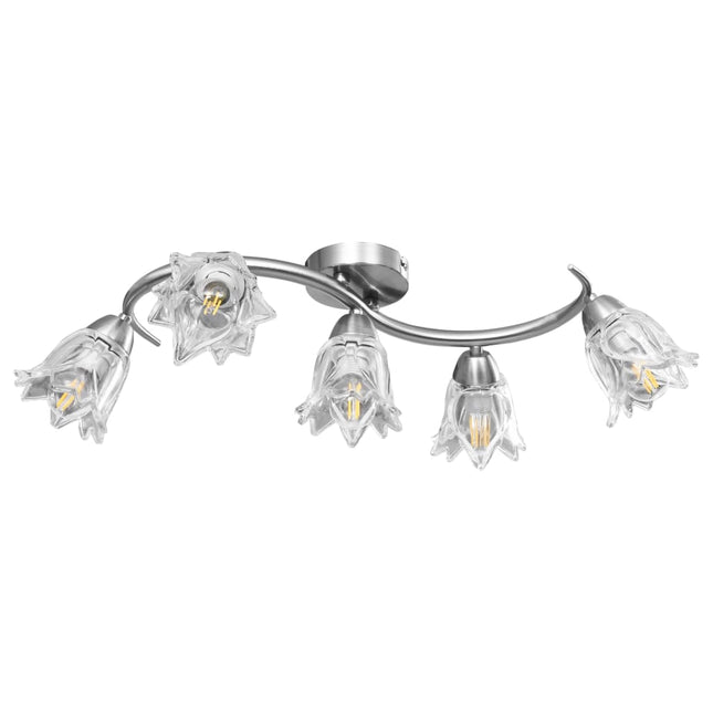 loftlampe transparente glasskærme til 5 E14-pærer tulipanform