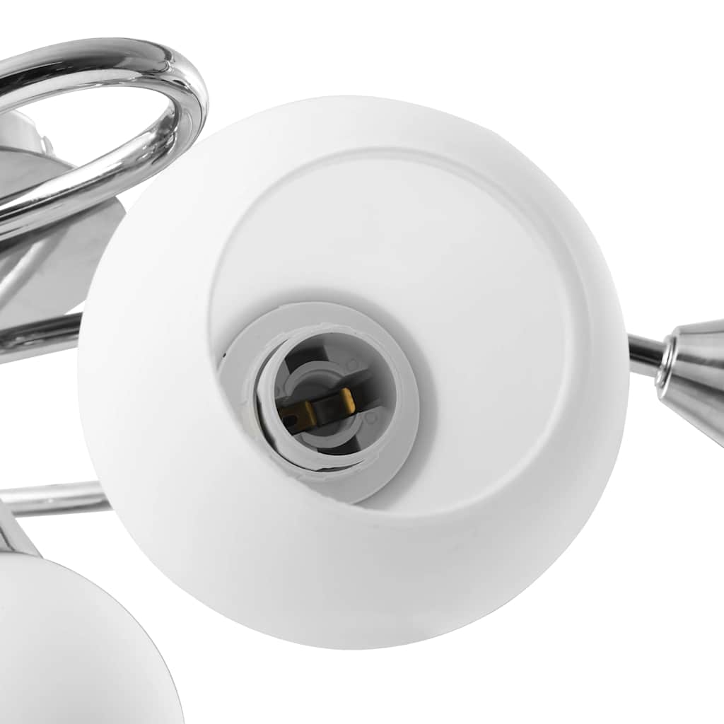 loftlampe med keramiske lampeskærme til 5 E14-pærer hvid