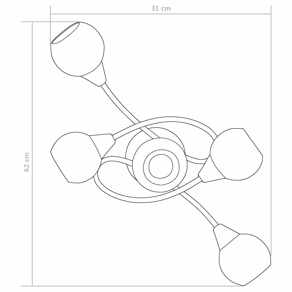 loftlampe med keramiske lampeskærme til 5 E14-pærer hvid